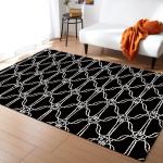 Colorful Square Mat Black Polyester Fiber Bedroom Floor Carpets Living Room