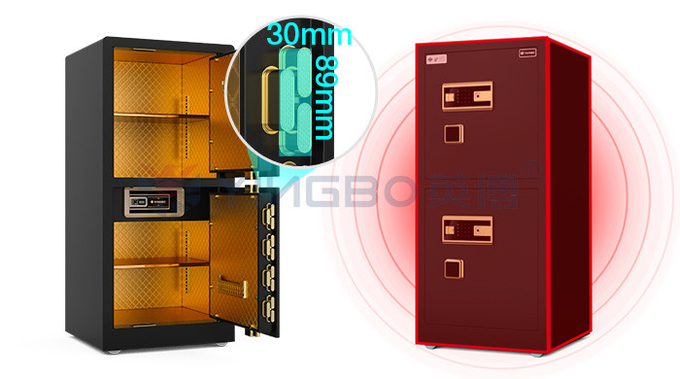 H1200mm Dual Alarm Double Door House Safe Box Biometric Safe Box Black