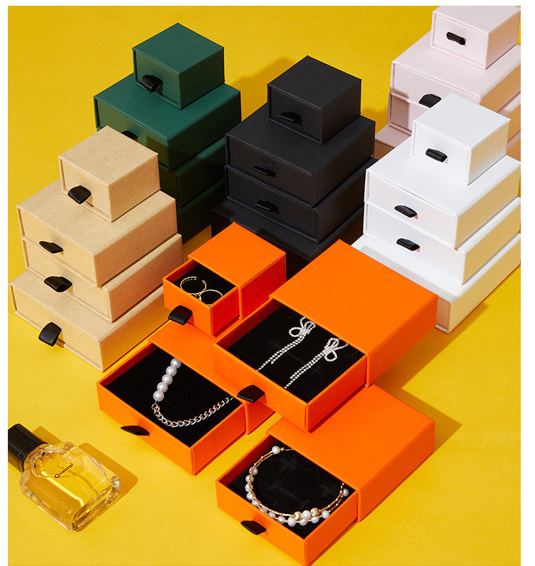 Cardboard Jewelry Drawer Storage Box Packaging Box Customized Logo With Velvet Insert