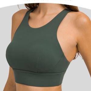Wholesale Padded Womens Sports Bra Y Shaped Back Shockproof wirefree High Neck Sports Top from china suppliers