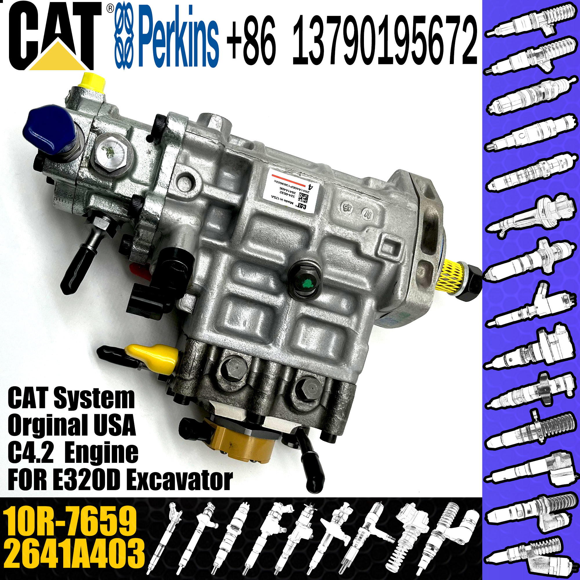 High quality Excavator E312D E315D Diesel Pump 2641A403 2641A405 10R-7659 C4.2 C4.4 Fuel Injection Pump 324-0532 295-912