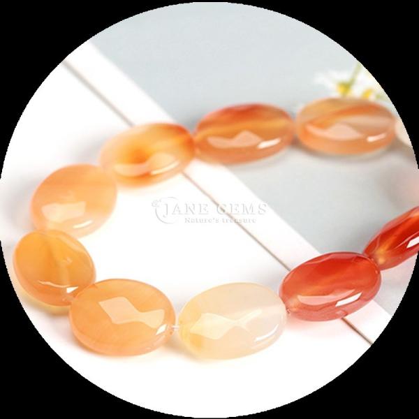Stylish Indian Agate Red Jasper Stone Loose Bead Strands Faceted Oval Shape