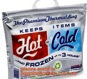 Wholesale customized insulated aluminum foil light food thermal bag,Portable aluminum foil thermal lined food delivery cooler bag from china suppliers