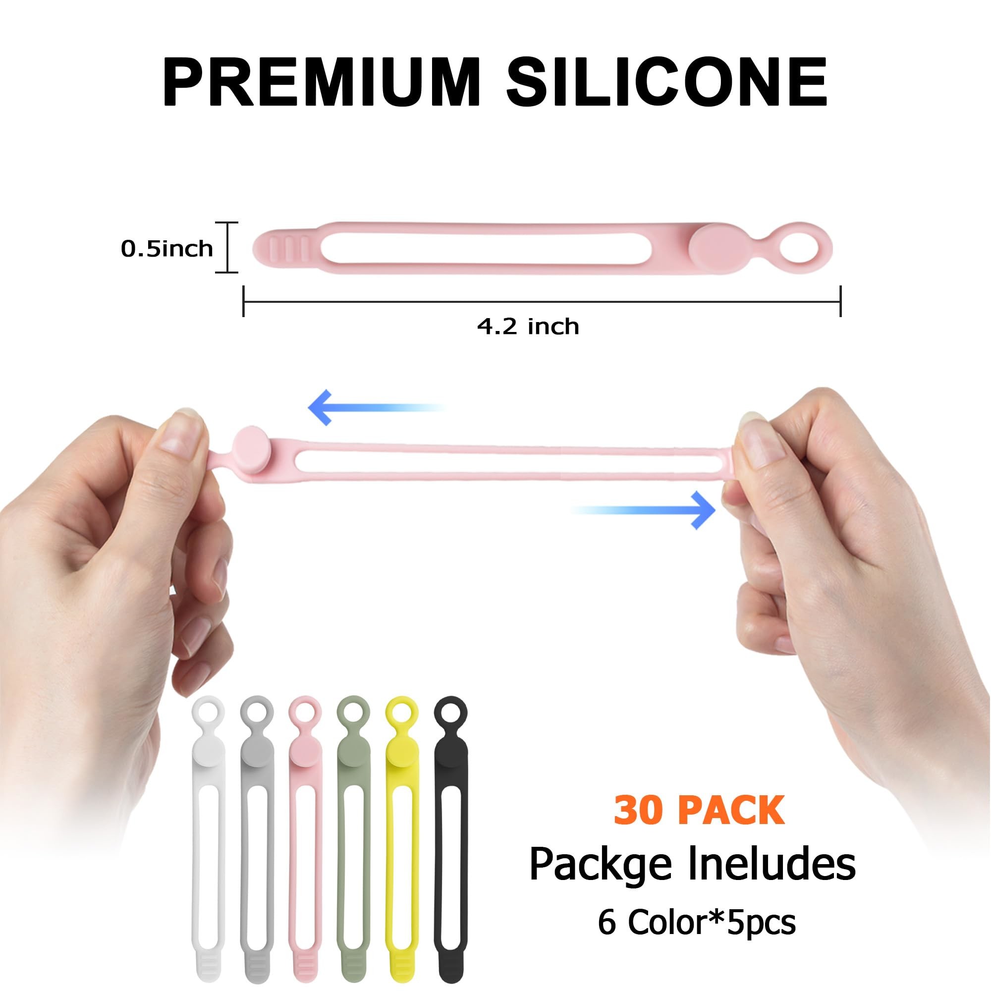 Silicone Cable Management Organizer Multipurpose Elastic Cord Organizer For Bundling And Fastening Cable Cords Wire Tie