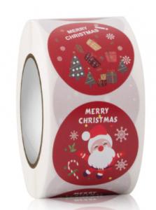 Wholesale CMYK Sticky Label Roll Santa Claus Reindeer Merry Christmas Vinyl Decals from china suppliers