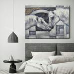 Modern Horizontal Canvas Horse Painting 100% Handmade Animal Paintings Home