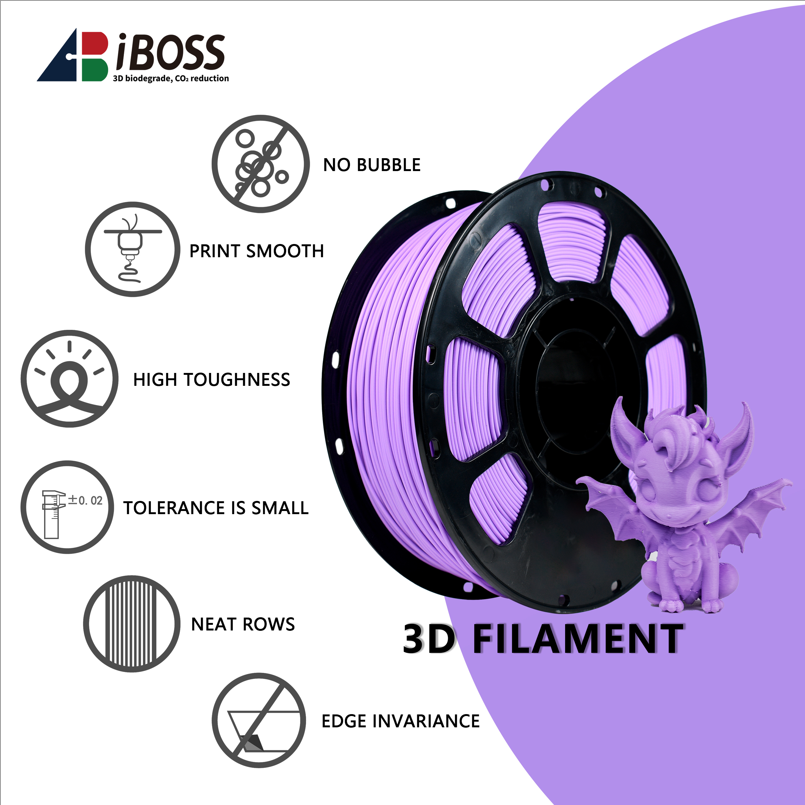 iboss PLA+ Matte Filament 3D Printing Filament Matte Lilac Purple PLA+ Filament 1000g 3d Printer