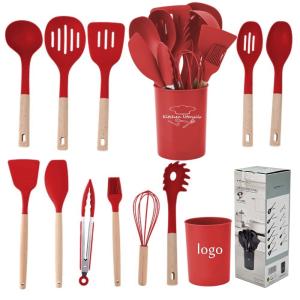 Wholesale 12PCS Non-stick Silicone Kitchen Utensils Set with Plastic Holder High End Cooking Gadgets from china suppliers