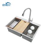 30x22x10cm Cheap Stainless Steel Kitchen Sinks Hot Sale Double Bowl Handmade