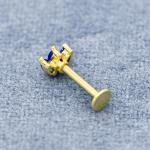 Gold Plated Lip Piercing Labret Stud 316 Stainless Steel 14G 12mm