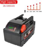 28V 6000mAh Milwaukee Replacement Power Tool Battery Easy to Install Steady