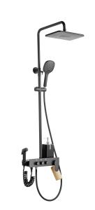 Wholesale Hotel Bathroom Stainless Rain Shower Set Black Mirror Polishing from china suppliers