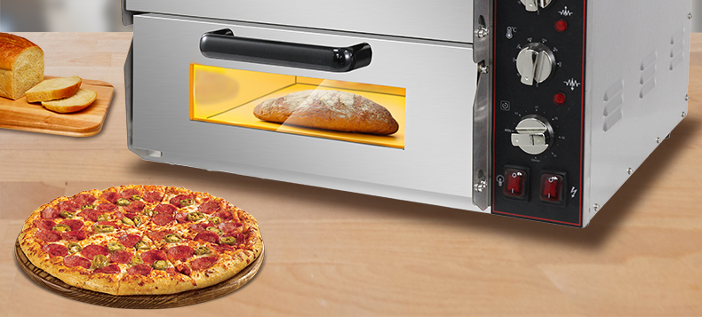 Electric Double Layer Pizza Oven with Stone Panel Inside 670*680*600mm Stainless Steel