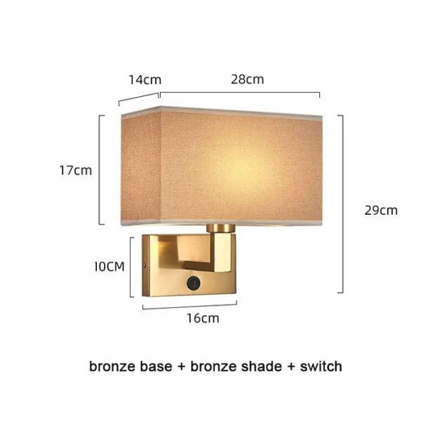 USB Wall Lights with Switch Rectangle White Yellow Fabric mirror front light(WH-MR-95)