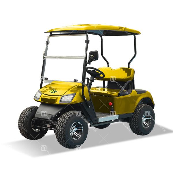 Yellow Color 14 Inches Off-Road Tires 4 Wheel Utility 2 Seater Golf Cart With