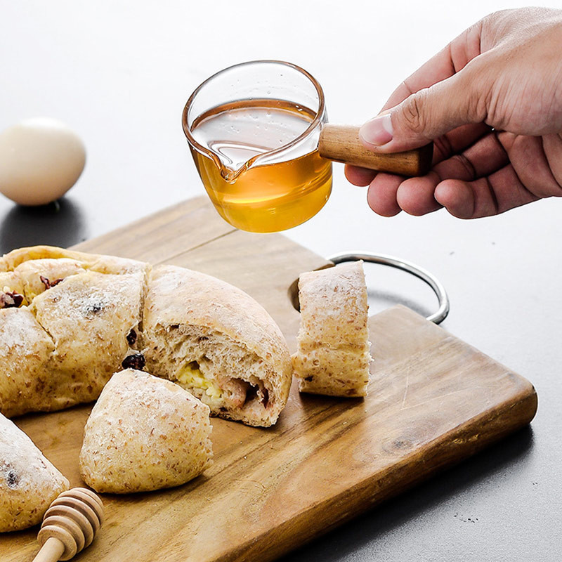 Home Cooking Delicate Wooden Handle Glass Measuring Spoon
