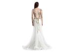 Sheer Prom Celebrity Lace Appliques Long Sleeve Evening Gowns Anti - Wrinkle
