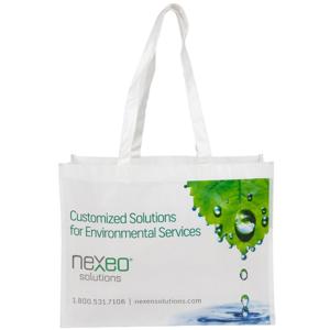 Wholesale Green And White Polypropylene Tote Bags Durable Even Washed By Hand from china suppliers