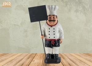 Wholesale Decorative Fat Chef Statue Polyresin French Chef Figurine With Wooden Chalkboards from china suppliers