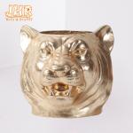 44x40x38cm Clay Flower Pots Antique Bronze Plant Lion Statue Tabletop Planter