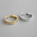 Lanciashow 925 Sterling Silver Jewelry Irregular Concave Open Ring For Women
