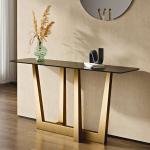 Sleek Marble & Stainless Steel Console Tables - Modern Entryway Style