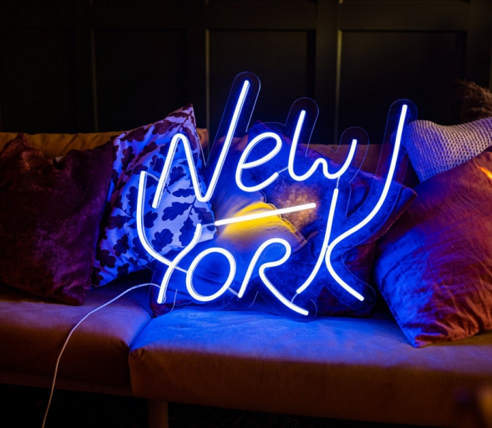 Retro neon outdoor lighting lettering metal double-sided 3D slot lettering