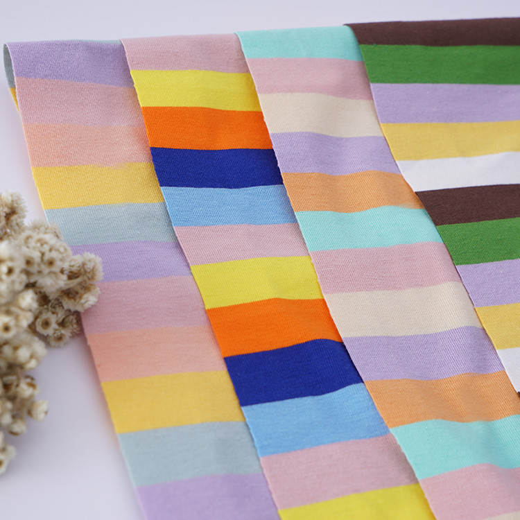 Good Texture Breathable Healthy And Safety And Unique Striped Knit Fabric For T-Shirt