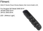 Black Auto Power Window Switch New Peugeot 307 T63 Electrically Foldable Mirrors