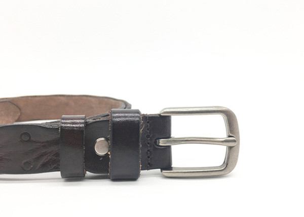 Irregular Edge Women’s Genuine Leather Belt Embossed Ostrich Pattern With Pin Buckle 7/8” Wide