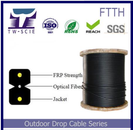 Self Supporting FTTH Fiber Cable Steel Or FRP Strength Member 3.1*2.0mm