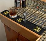 Custom Danger Drinking Rubber PVC Bar Rail Mat / Non Slip PVC Beer Mat In Black
