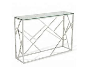 Wholesale Hot Sale Rectangular Console Table Hallway Table Stainless Steel Legs Tempered Glass Top from china suppliers