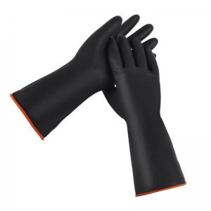 Wholesale Chemical Resistance Industrial Rubber Gloves Heavy Duty Flocked Lining from china suppliers