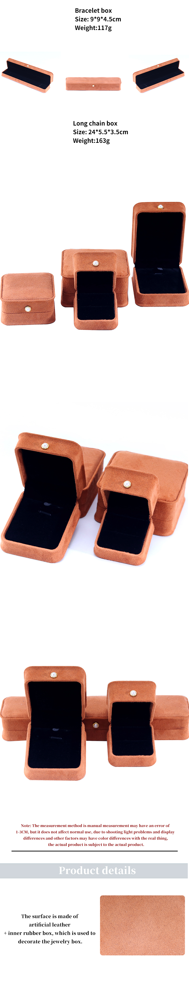 Custom Logo Velvet Coffee Color Jewelry Box for Bracelet Earrings Necklace Pearl Lock