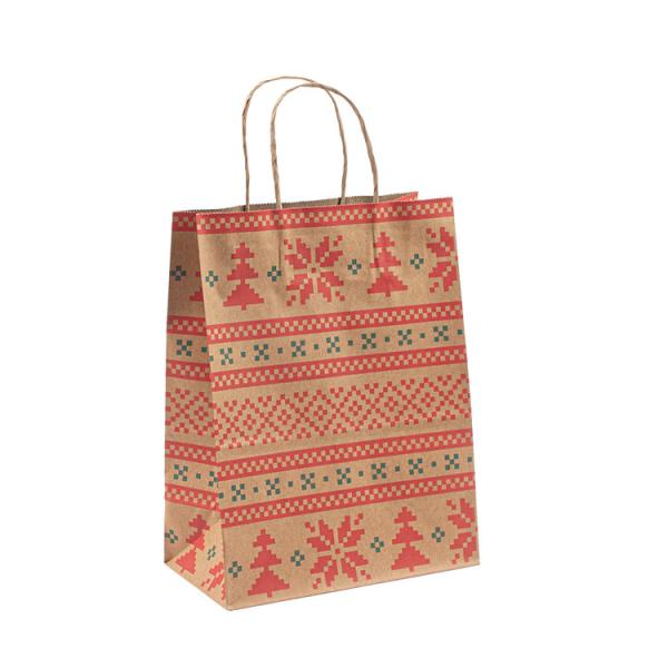 Christmas Pattern Recyclable Handle Paper Bag Durable Gift Packaging Craft Bags