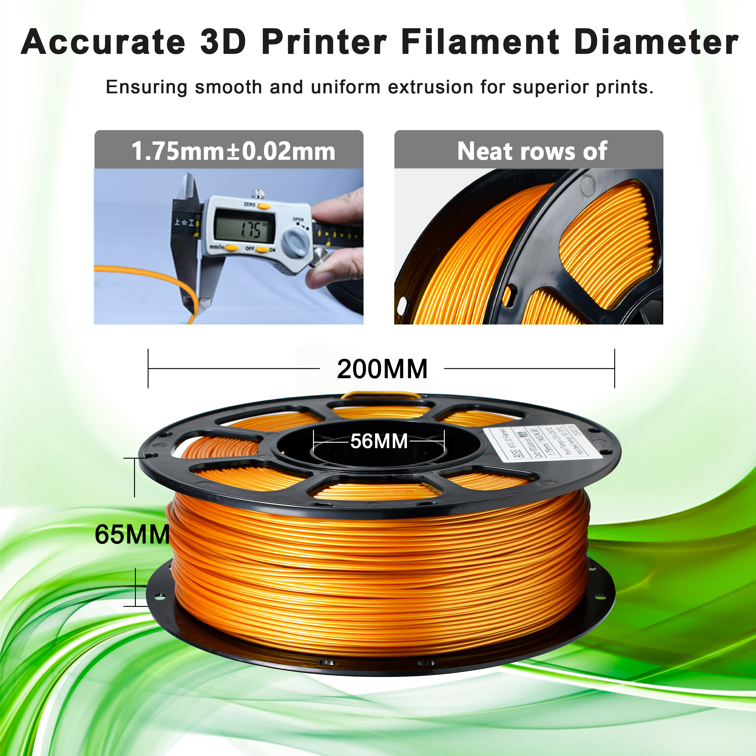 Strong PETG Gold 3D Printer Filament 1.75mm Dimensional Accuracy +/- 0.02mm