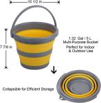 Collapsible Plastic Bucket with 1.32 Gallon (5L) Each, Foldable Round Tub, Space