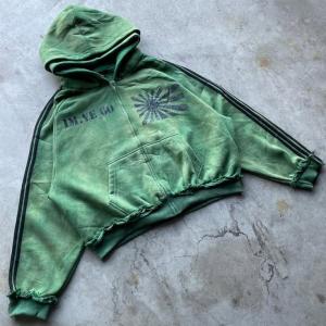 Wholesale Custom Reversible Reverse Weave Heavy Weight Cotton Distressed Vintage Acid Wash Oversized Boxy Zip Up Double Hooded Hoodie from china suppliers