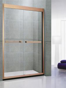 Wholesale Rose Gold Sliding Shower Stall 8 / 10 MM Nano Clear Tempered Glass Double Moving Doors from china suppliers