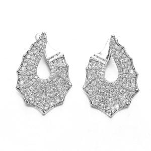 Wholesale Bridal Earrings 925 Silver CZ Earrings Bling and Chic Bridal Earrigns Fan Shaped from china suppliers
