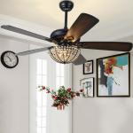 52 inch Retro Ceiling Fan Lamp with Light 110v Remote Control 5 Light ceiling