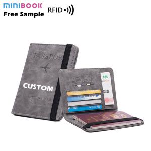 Wholesale Leather Passport Cover Case Stamping Simple Plane for Travel Document and Credit Card from china suppliers