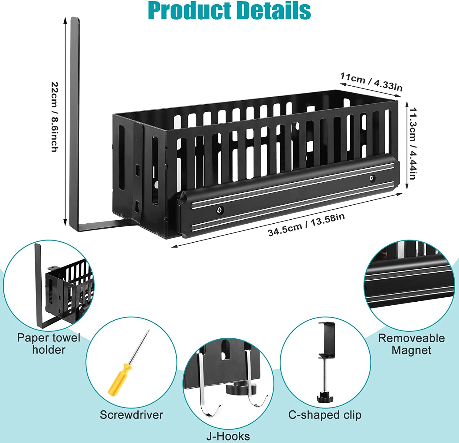 Space Saving BBQ Accessories Storage Metal Outdoor Grill Caddy with Non-folding Rack