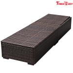 Patio Chaise Outdoor Lounge Sofa Adjustable Hight With Cushion Espresso Brown