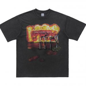 Wholesale Cotton Panic Buying Oversized Acid Washed Print Shirts Heavyweight T-Shirt Fabric Type from china suppliers