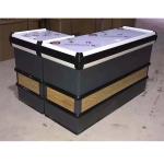 Eco Friendly Supermarket Cashier Desk Custom Logo Metal Material