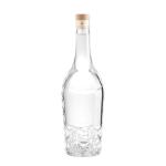 Wooden Corks 750ml Glass Bottle for Vodka Latest Delicate Emboss Design and Hot
