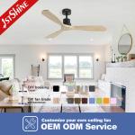 Energy Saving DC Motor Ceiling Fan with Natural Wood Blades and Smart Remote