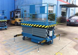 Wholesale 300kg Mobile Scissor Lift Rectangle Power Elevated Work Platform Blue from china suppliers